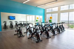 indoor cycling studio at Texas A&M