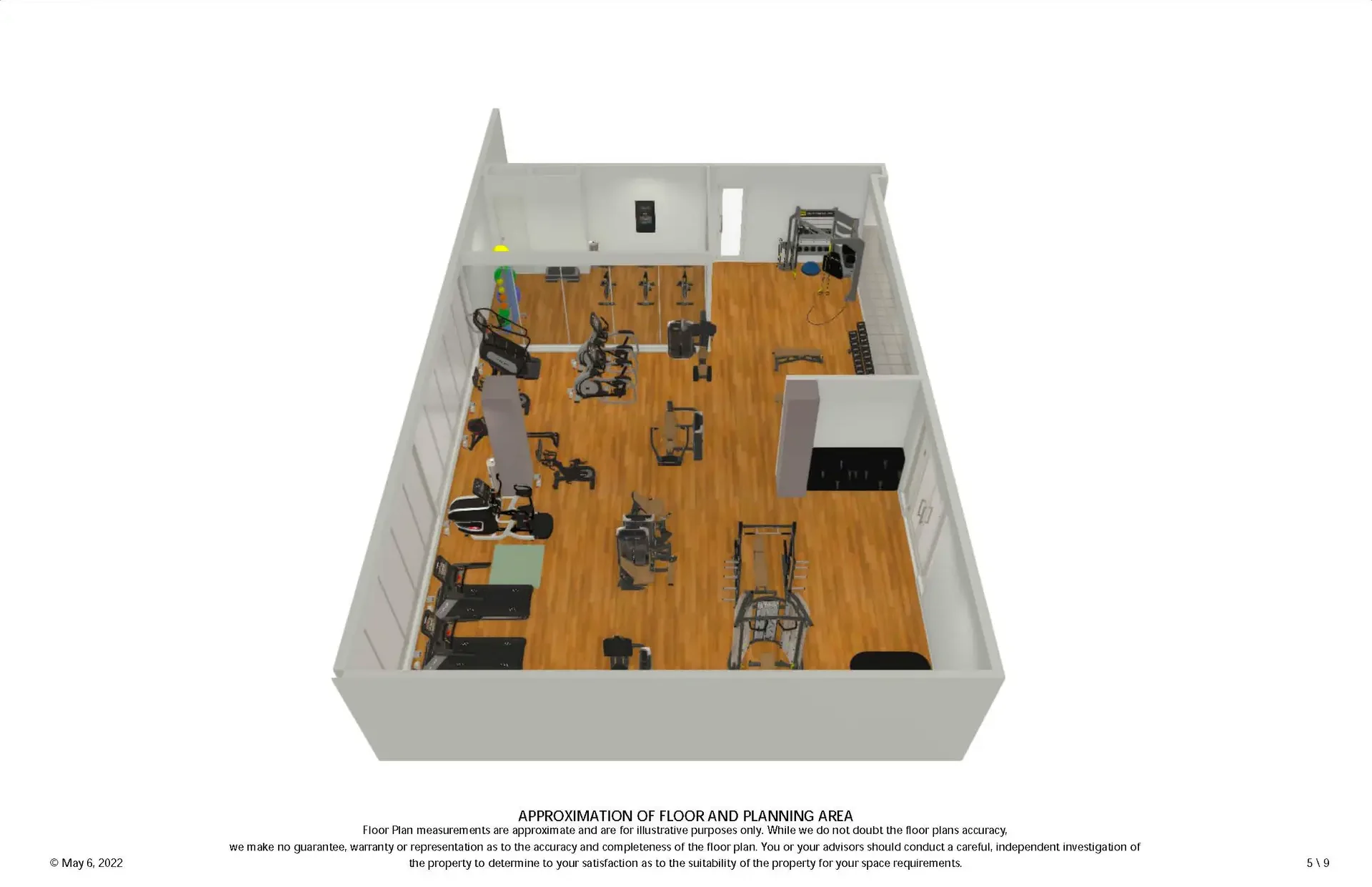 Fit Supply layout drawing sheet for an apartment fitness center and studio room, showing equipment to scale