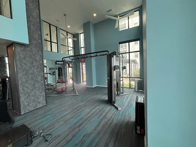 TKO functional rig against a stone accent wall at a Clearwater, Florida community fitness center