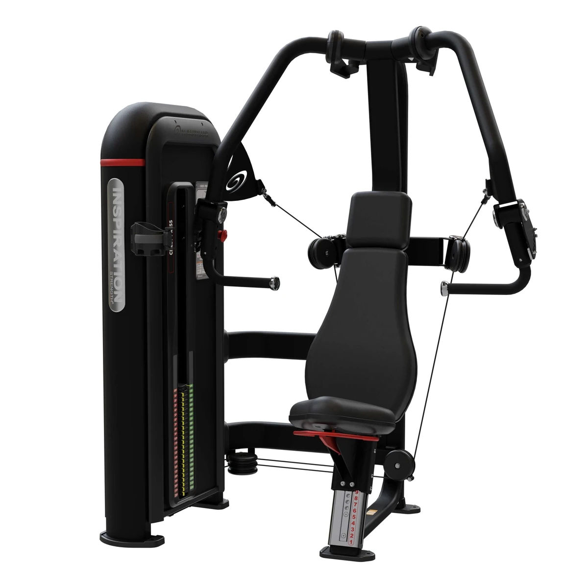 Black Nautilus Inspiration selectorized chest press machine with a weight stack