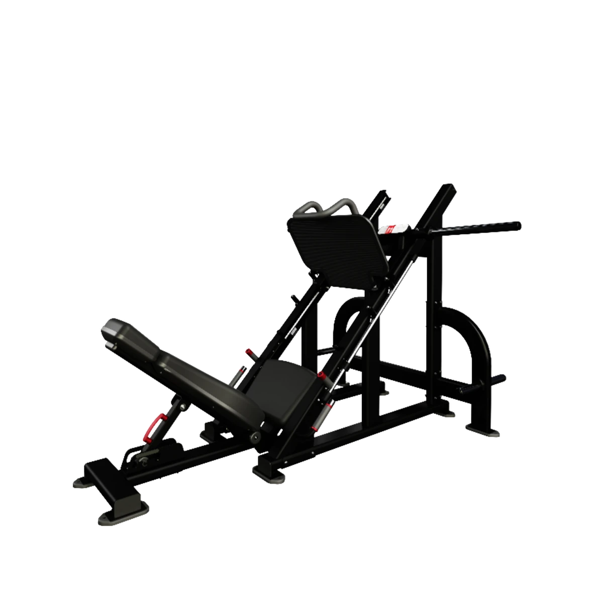 Black Nautilus plate-loaded angled leg press machine with a 45-degree sled