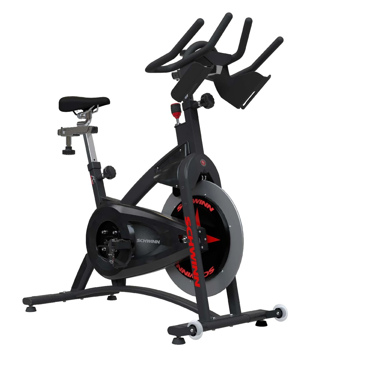 Black and silver Schwinn AC Sport indoor cycling bike with a weighted flywheel