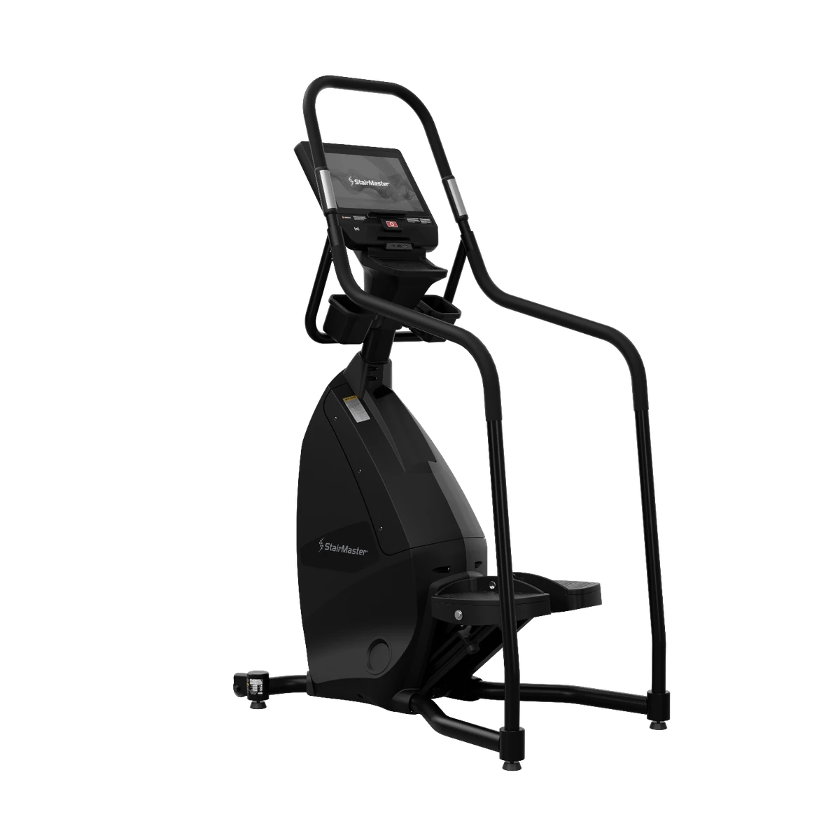 Black StairMaster 8FC FreeClimber stepmill with a touchscreen console