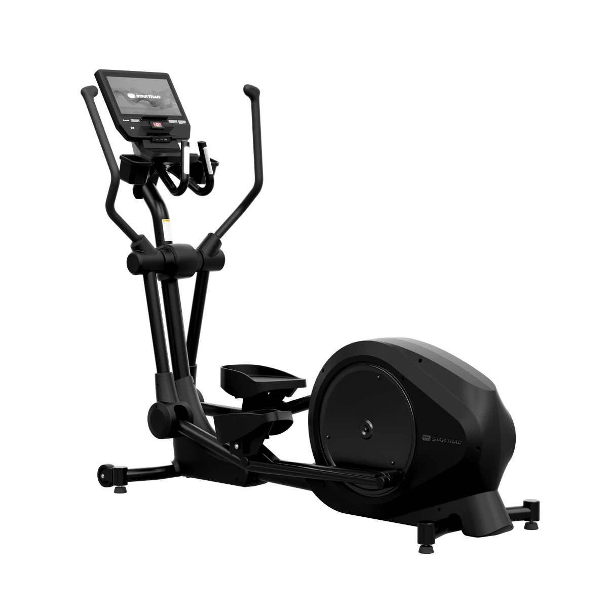 Black Star Trac 8 Series rear-drive elliptical with a touchscreen console