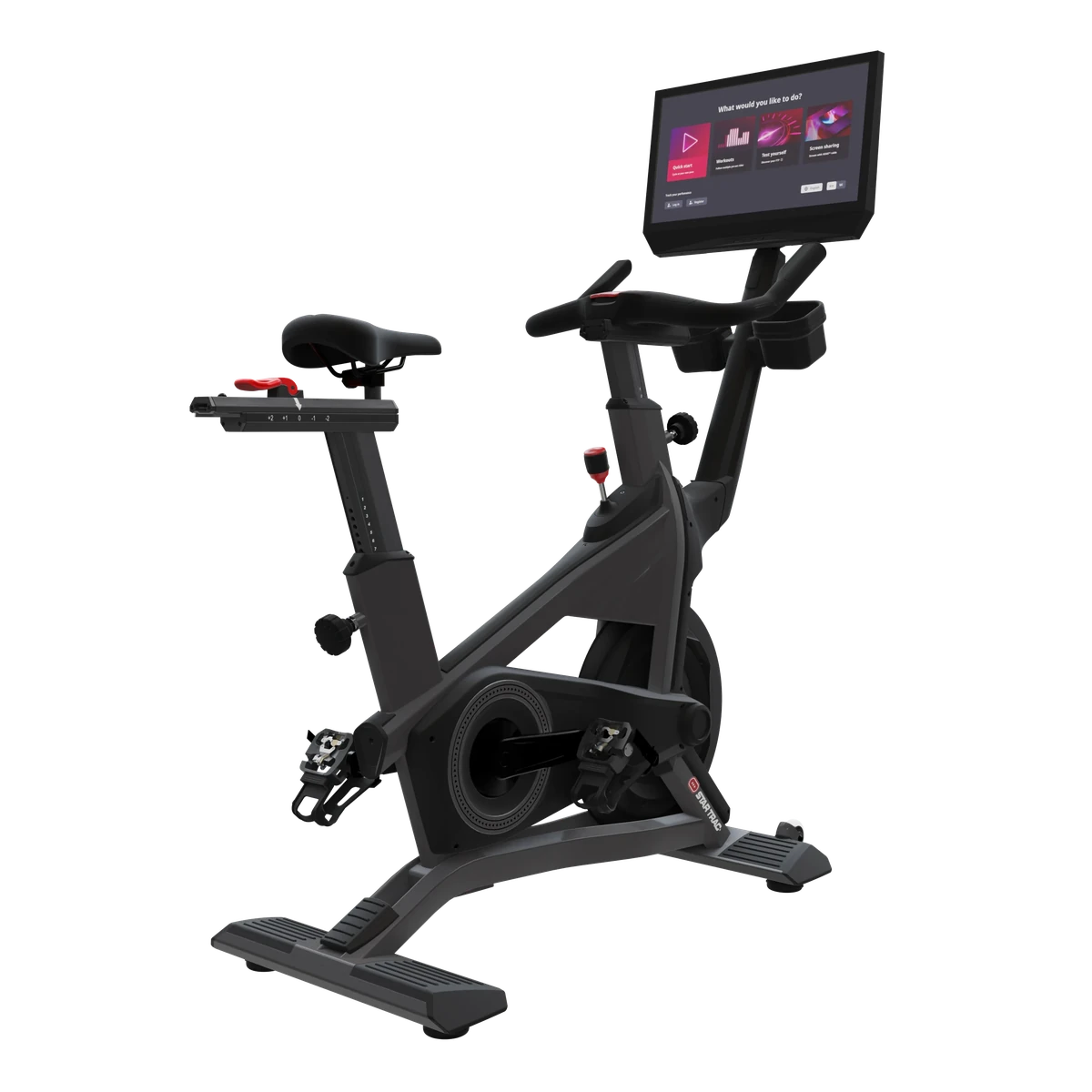 Black Star Trac Virtual Bike group cycle with a 21-inch touchscreen console