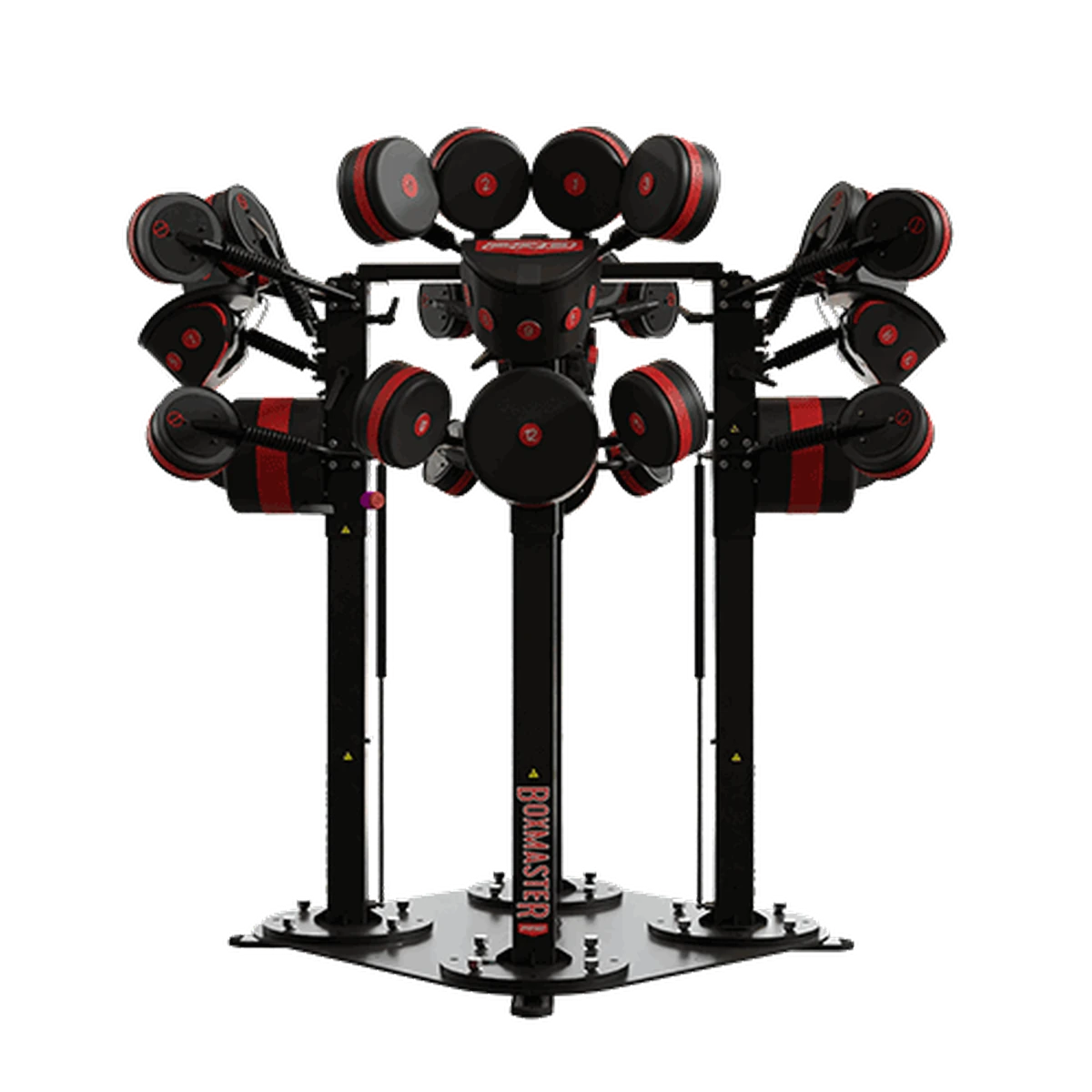 Black and red Throwdown BoxMaster PRO Quad four-station boxing striking machine