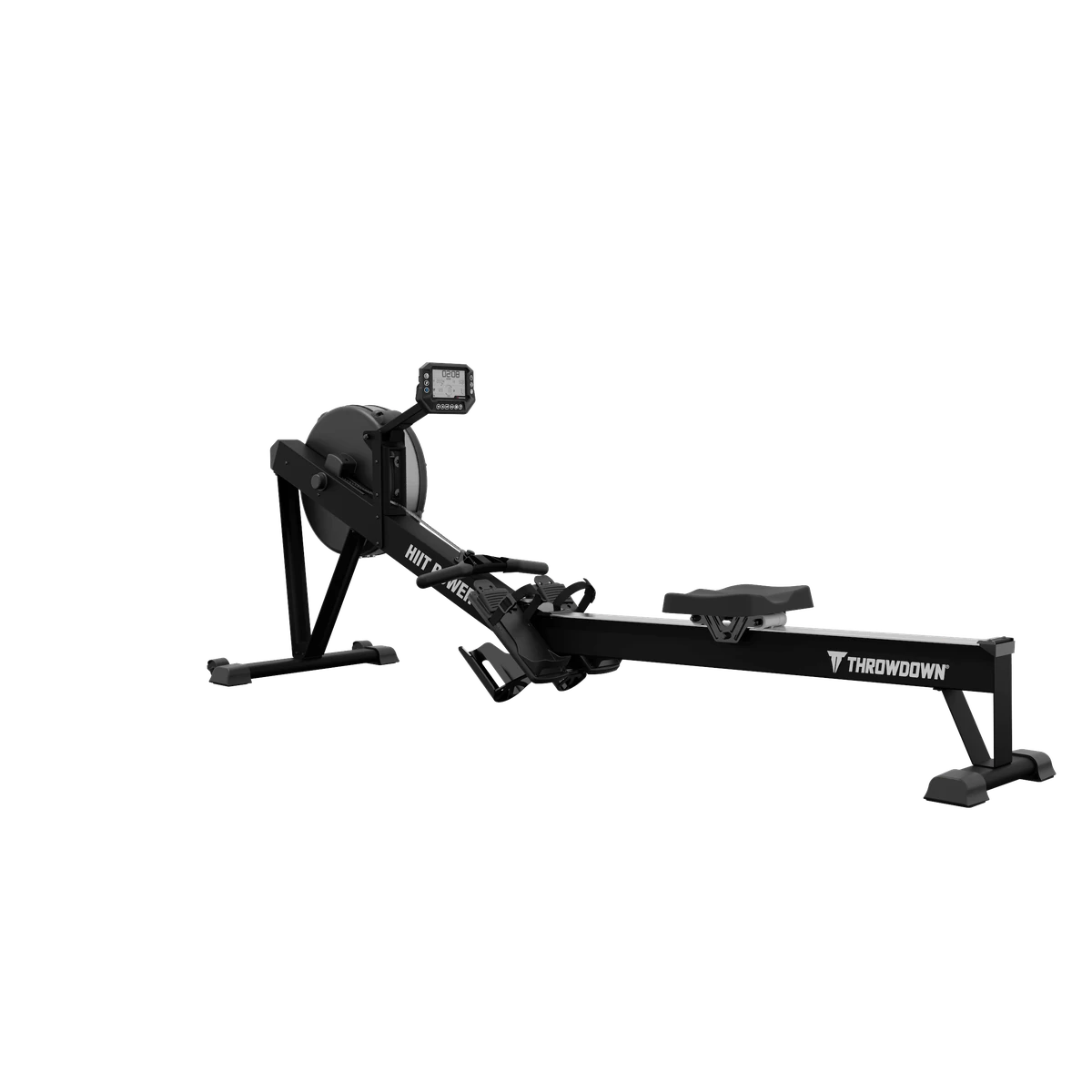 Black Throwdown HIIT Rower with fan-based resistance