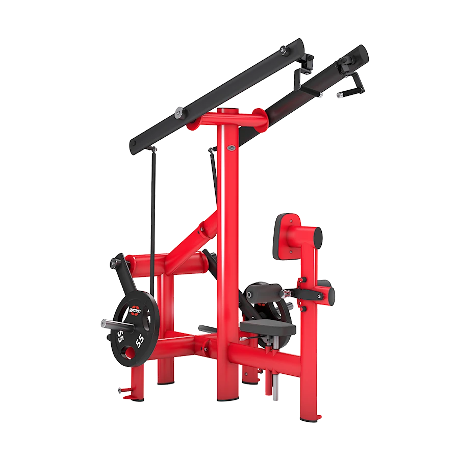 A GYM80 Pure Kraft High Row machine with movable handles