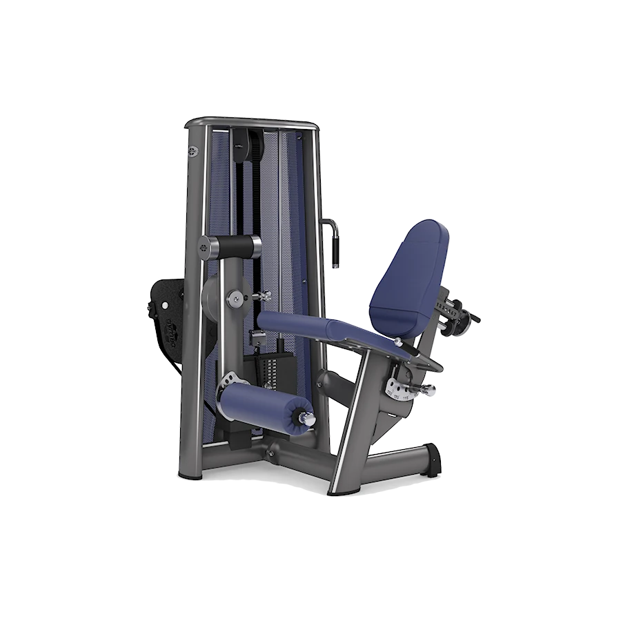 A GYM80 Sygnum Lying Leg Extension machine with an adjustable backrest