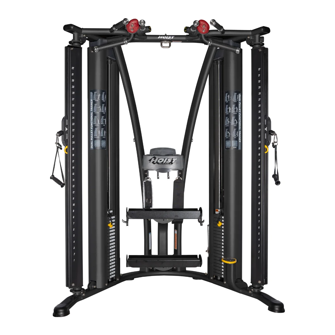 Black HOIST HD-3000 dual pulley functional trainer with two weight stacks and pulley columns