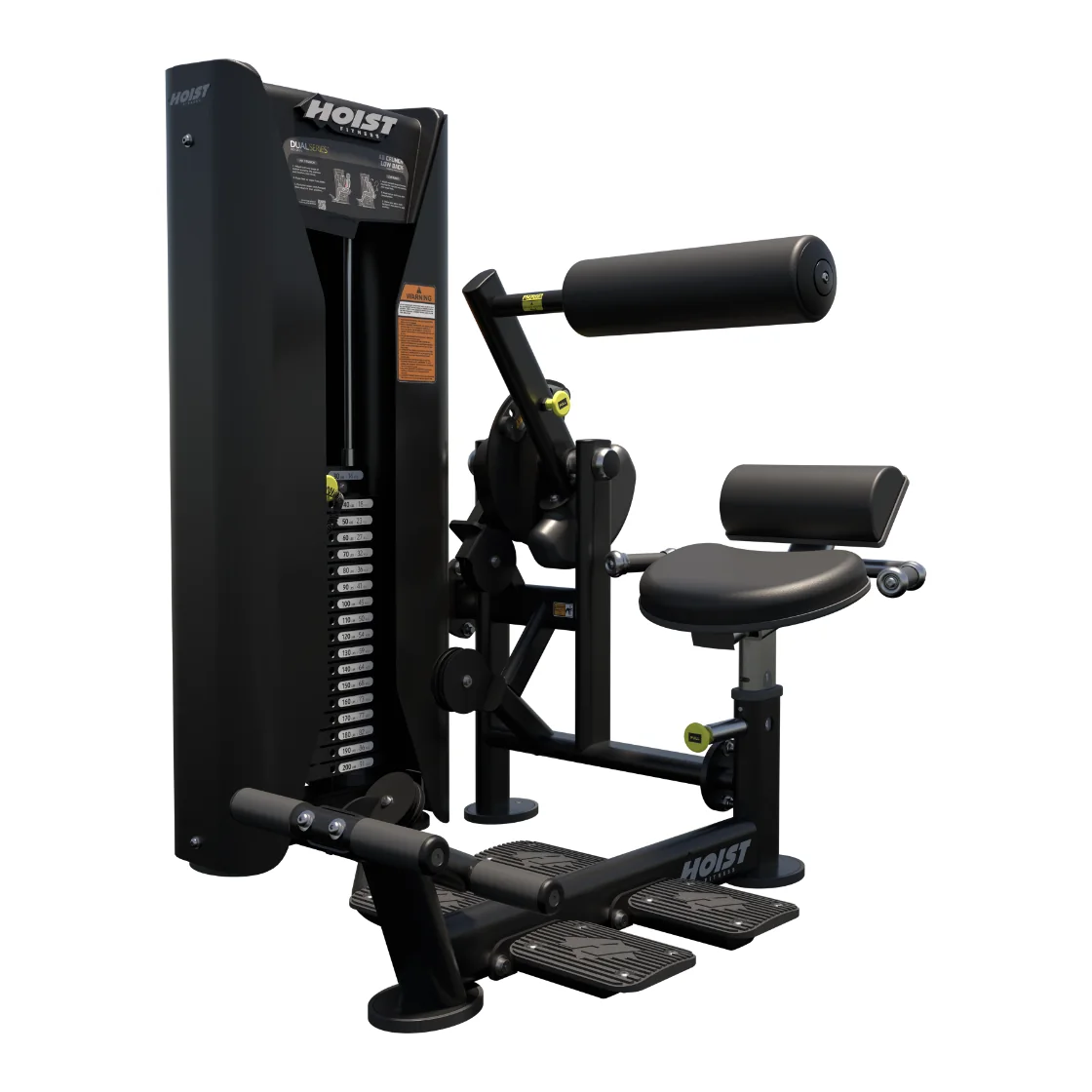 Black HOIST HD-3600 ab crunch and low back machine with a padded press arm