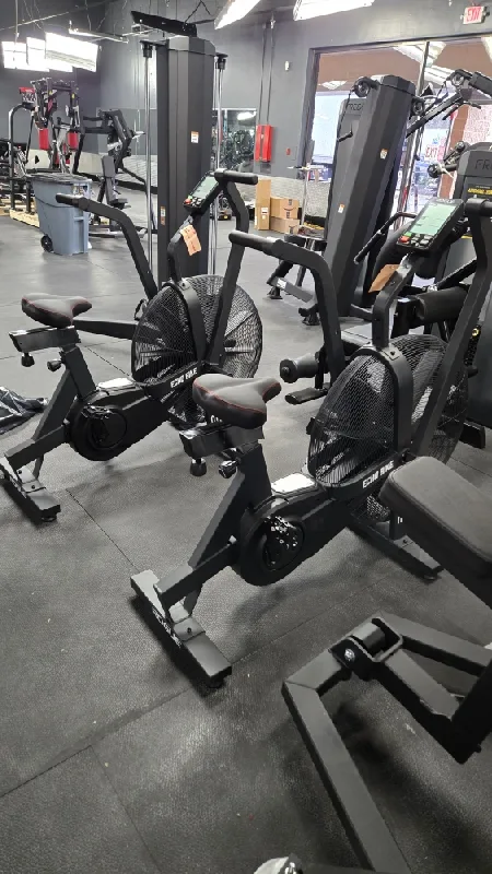 Two Echo air bikes at a Jacksonville, Florida commercial gym