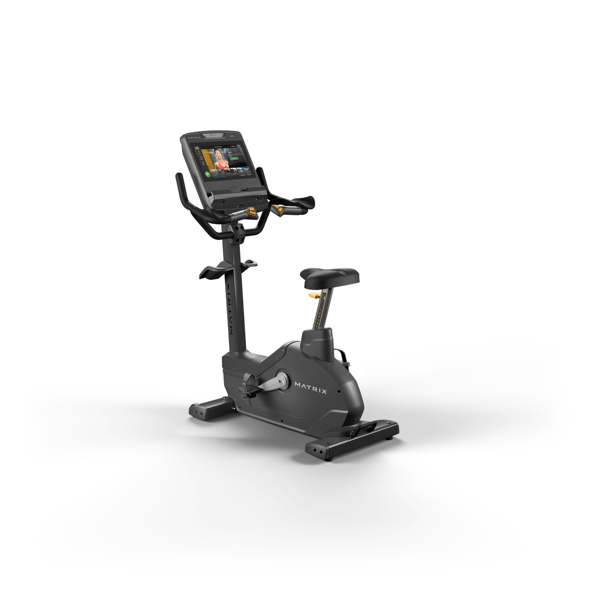 Dark Matrix Endurance upright exercise bike with a touchscreen console and adjustable seat