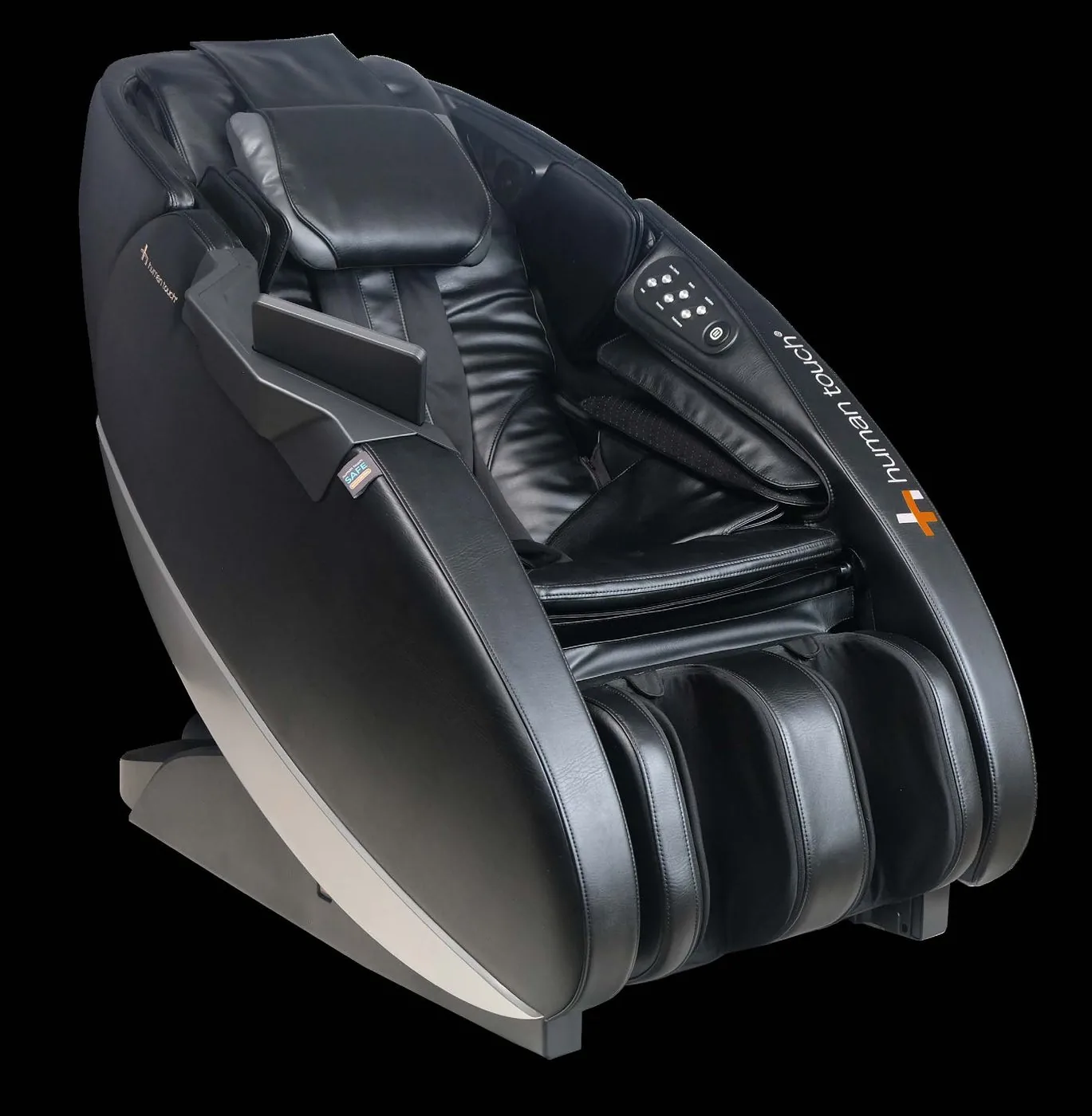 Zero-gravity massage lounger in black, a self-service recovery chair for a resident fitness center