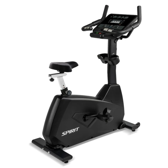 Black Spirit CU800 upright exercise bike with a multi-position handlebar console