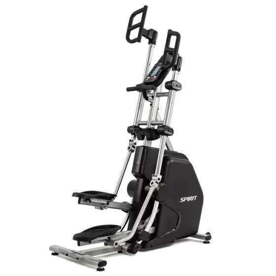 Black Spirit CVC800 vertical climber with narrow-spaced pedals and multiple hand grip positions