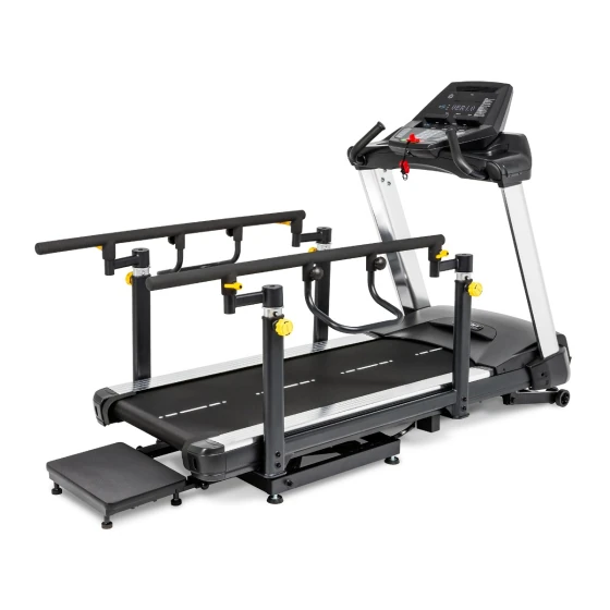 Black and silver Spirit 7.0T rehab treadmill with dual parallel support handrails