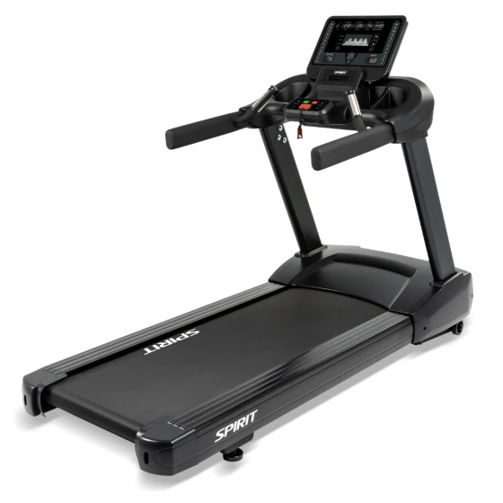 Black Spirit CT850 treadmill with a white side-rail accent and multi-window LED console
