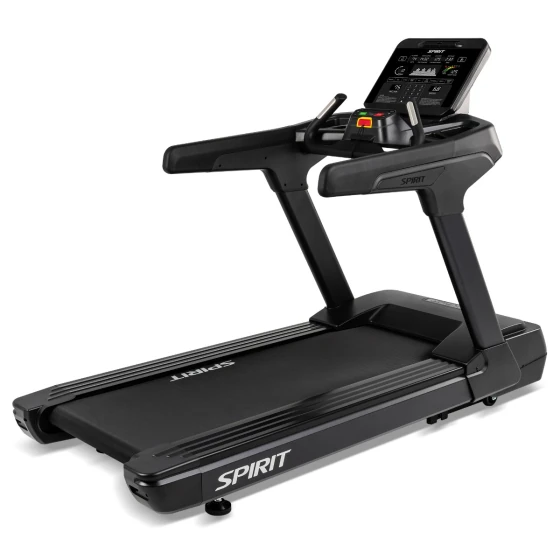 Black Spirit CT900 commercial treadmill with a wide deck and ultra-bright LED console