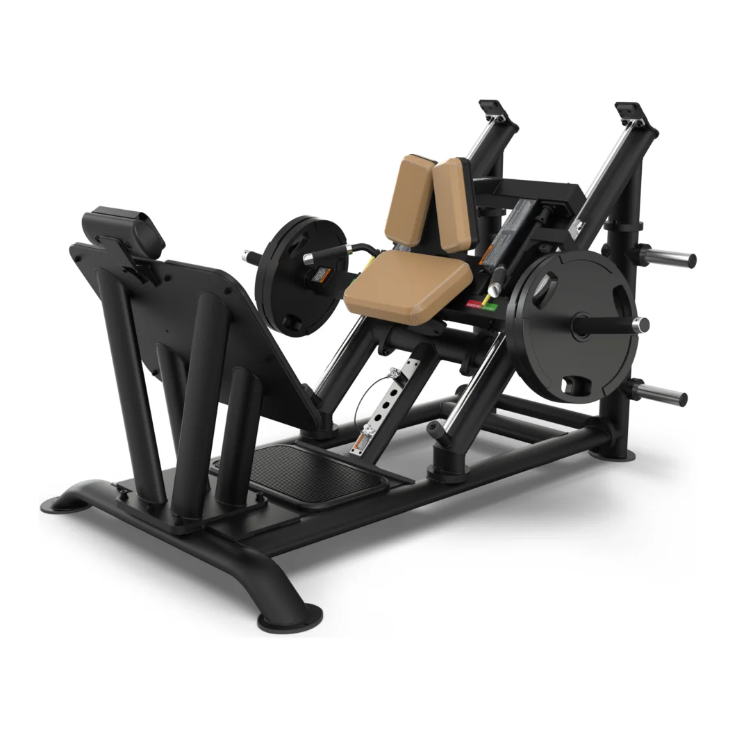 Black TRUE Palladium PLS-1000 plate-loaded hack squat with tan back and shoulder pads