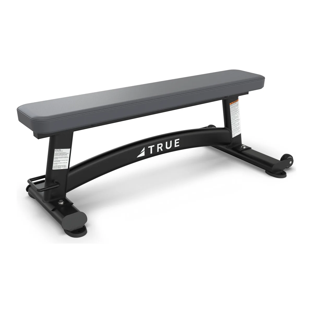 Black TRUE XFW-7000 flat bench with a gray pad and the TRUE wordmark on the frame