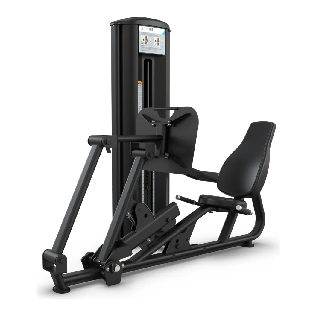 Black TRUE Fitness Line FS-51 leg and calf press with a black seat and foot plate