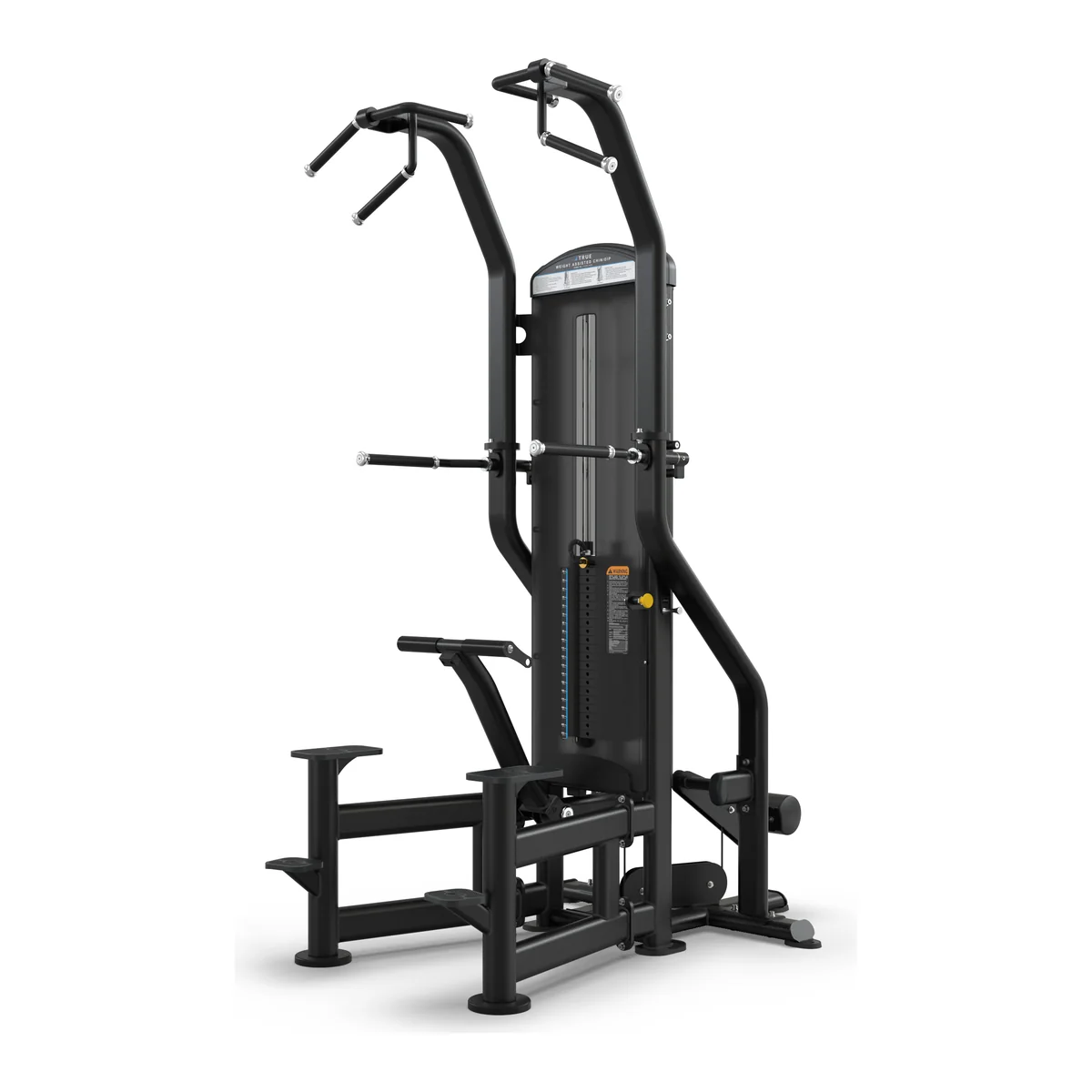 Black TRUE Fuse XL FUSE-4000 assisted chin and dip machine with a high chin bar and dip handles