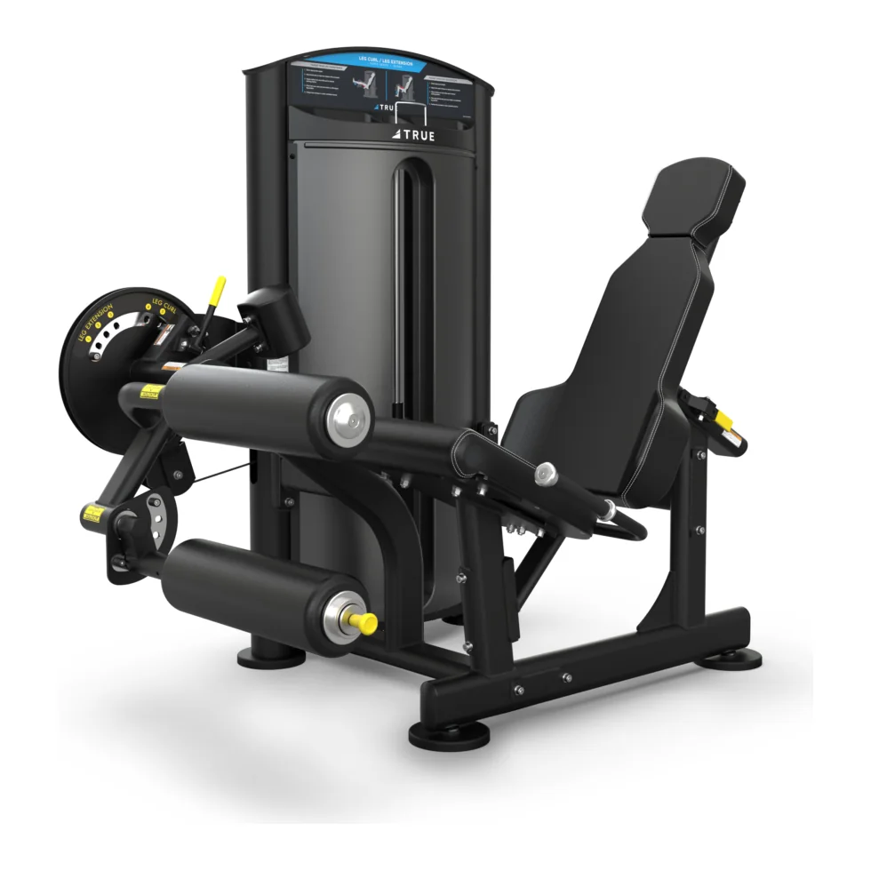 Black TRUE Force SD-1000 leg extension and leg curl machine with black pads and a blue-topped weight stack