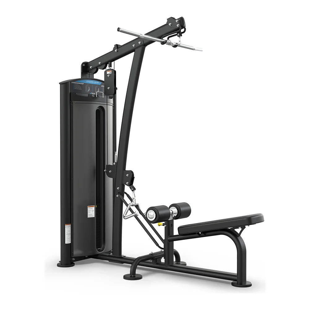 Black TRUE Force SD-1002 lat pulldown and row machine with a long lat bar and a low row seat
